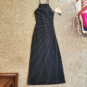 Vintage Y2K Delaru Boutique beaded sunburst strappy prom dress 3
